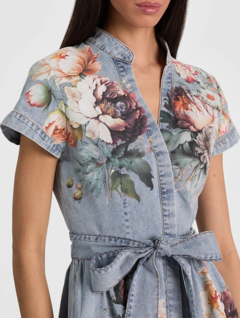 Alice + Olivia LUCY MINI DENIM SHIRT DRESS - Picture 2 of 16